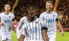 Ewan Otoo celebrates his opening goal for Dunfermline Athletic in the Fife derby win over Raith Rovers.