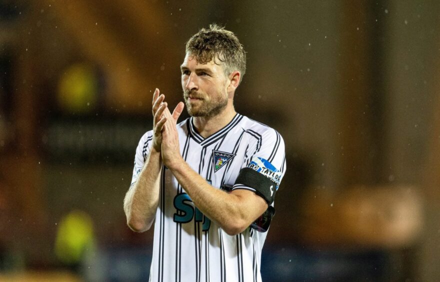 David Wotherspoon celebrates at full-time after Dunfermline's win over Raith Rovers