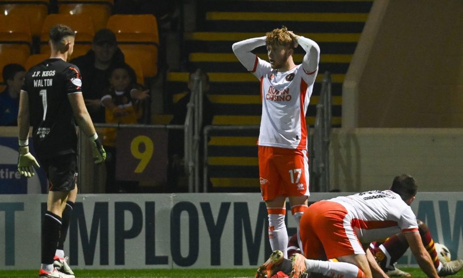 Luca Stephenson looks on in disbelief after conceding the decisive spot-kick.