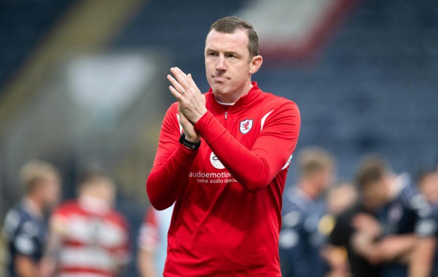 Neill Collins claps the Raith Rovers fans at the end of the 3-3 draw with Hamilton Accies.