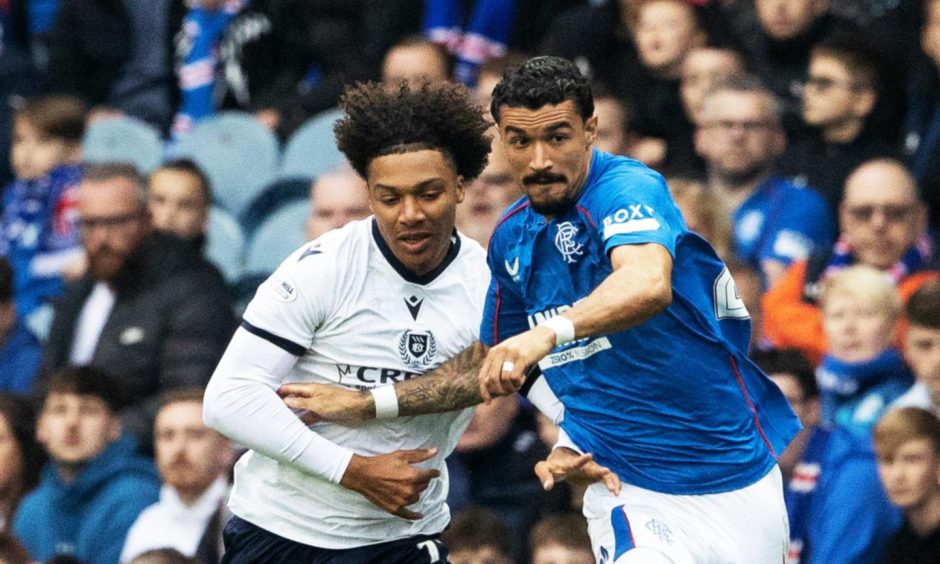 Seun Adewumi made his first start for Dundee at Rangers. Image: Alan Harvey/SNS