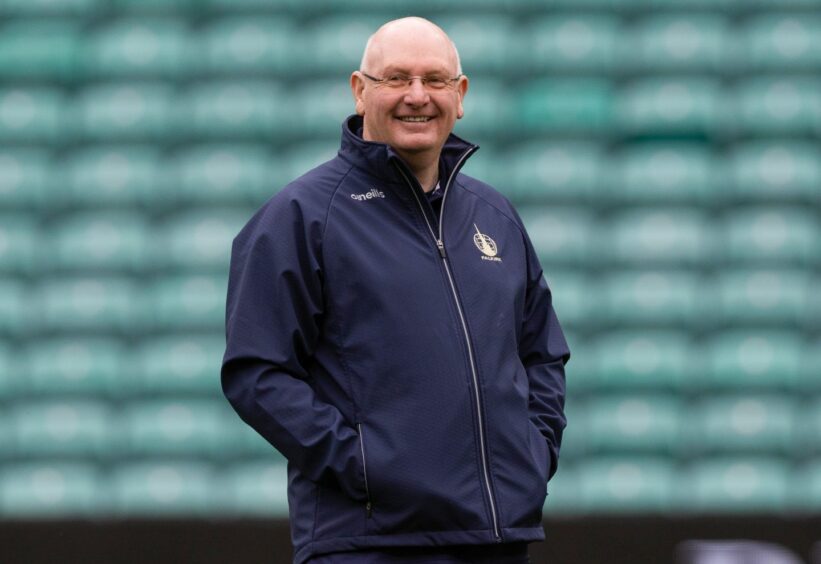 Falkirk boss John McGlynn is all smiles for the camera at Parkhead.