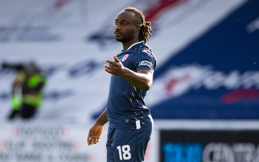 Fankaty Dabo during his Raith Rovers debut against Falkirk.