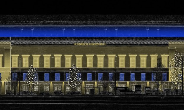 Dundee councillors have approved plans to illuminate the facade of the Caird Hall. Image: Arup.