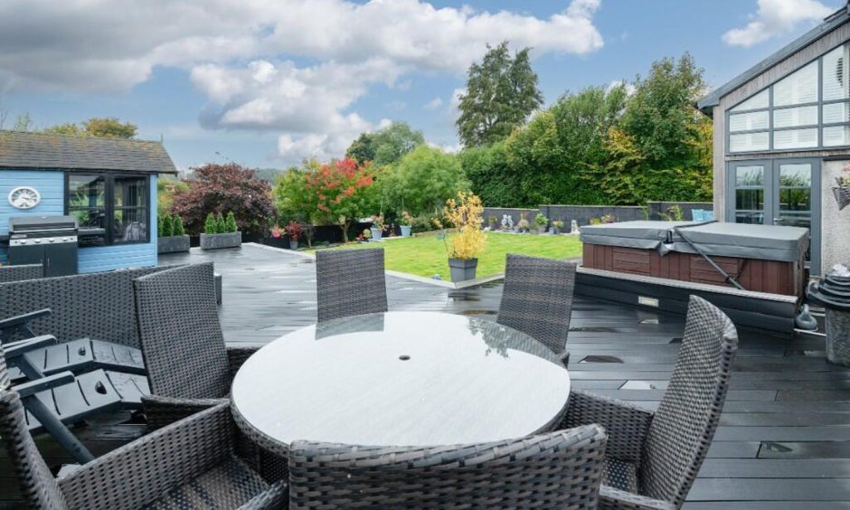 Patio area at Foxton Lodge in Angus.