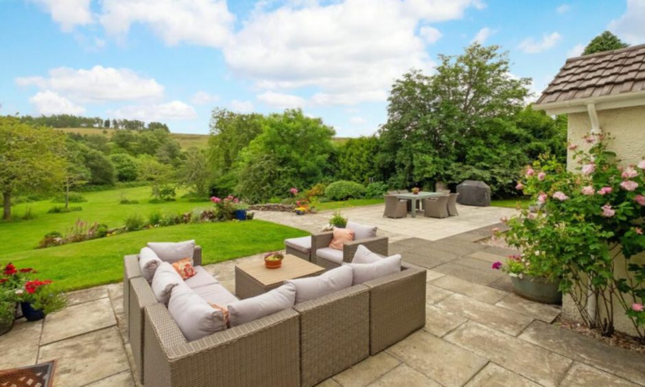 Patio area at Kirkside House in Angus.