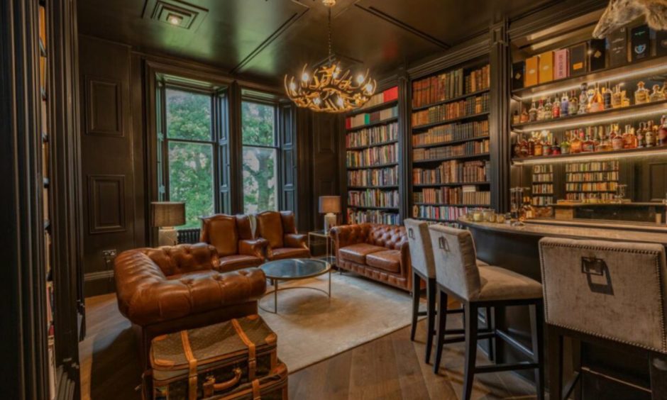 Library at Brankstone Grange Castle in Fife.