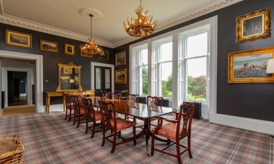 Dining room at Brankstone Grange Castle in Fife.