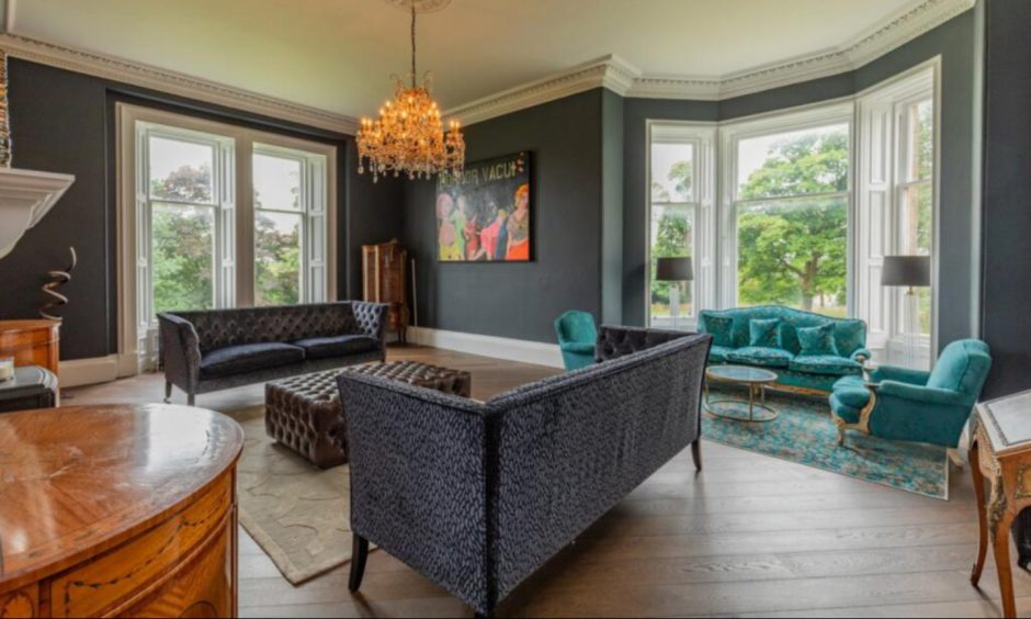 Drawing room at Brankstone Grange Castle in Fife.