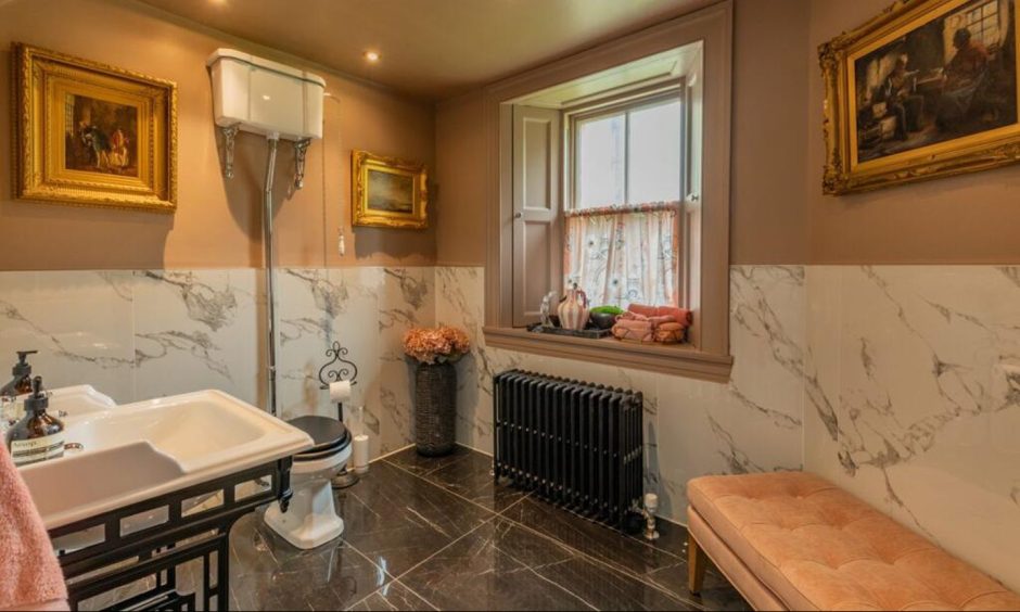 En-suite bathroom at Brankstone Grange Castle in Fife.