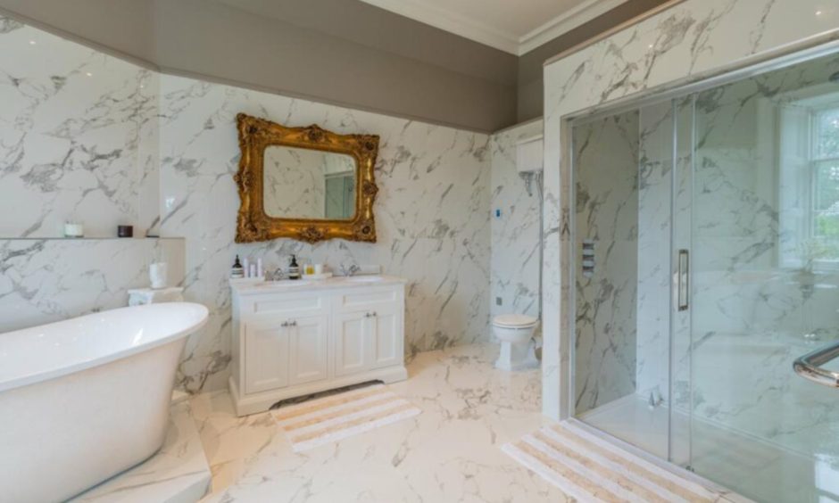 Bathroom at Brankstone Grange Castle in Fife.