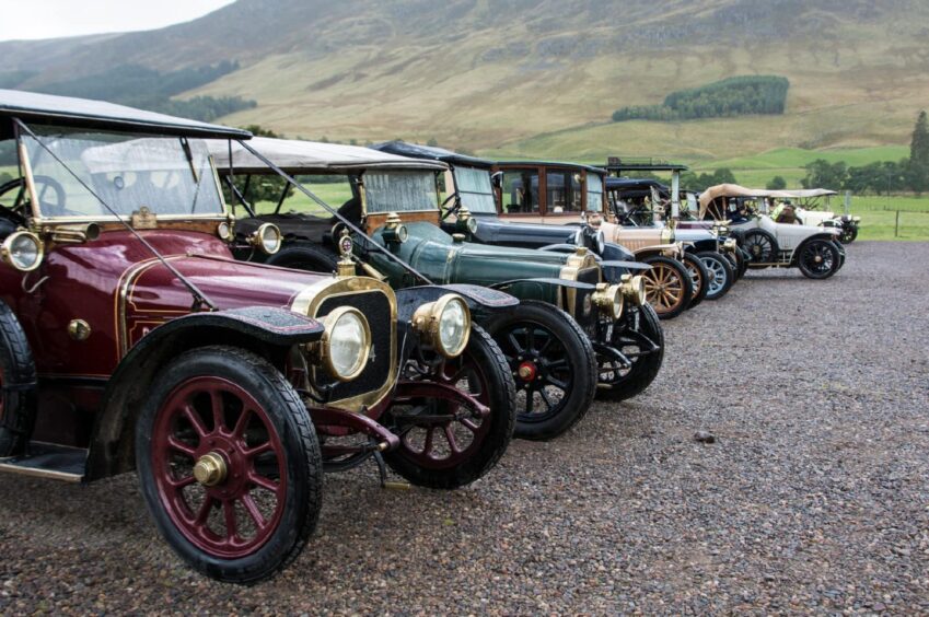 Veteran vehicles on Angus tour.