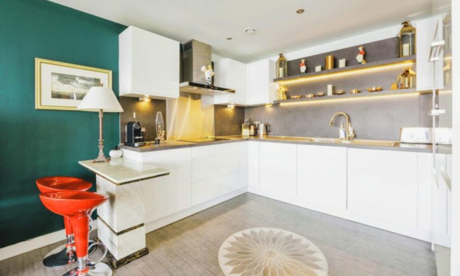 Kitchen at Riverside Drive apartment in Dundee.