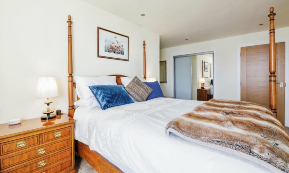 Main bedroom at Riverside Drive apartment in Dundee.