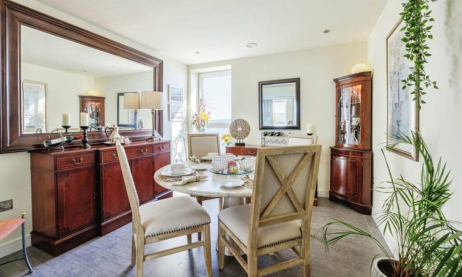 Dining room at Riverside Drive apartment in Dundee.