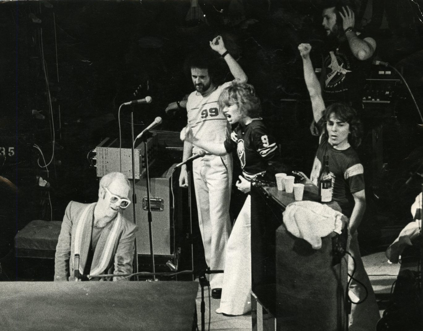 Elton John on stage, behind the piano, when the Louder than Concorde tour landed in Dundee