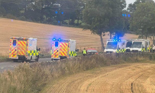 Several ambulances at the scene of the A914 Fife crash. Image: fifejammerlocations.com