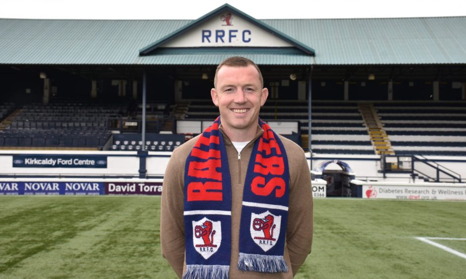 New Raith Rovers manager Neill Collins in front of the main stand at Stark's Park.