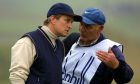 Movie star Michael Douglas takes advice from a caddy at the Alfred Dunhill Links Championship in 2001 Image: David Cannon/ALLSPORT.