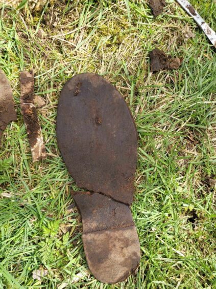 Sole of a shoe unearthed during the Allan Bryant family dig.