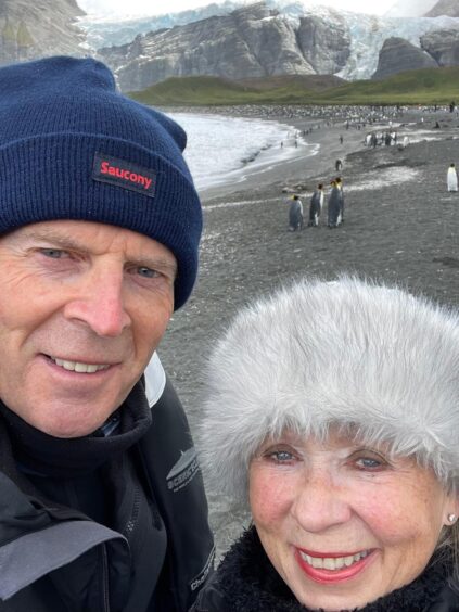 Allan and Sheila get up close with some king penguins in South Georgia, Antarctica. 