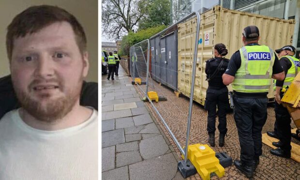 Andrew Pattie hid inside a shipping container after escaping from Dundee Sheriff Court.