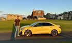 Jack McKeon and the car beside St Andrews golf course