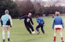 Former England footballer Bobby Charlton at Dundee with his one-day sports school.