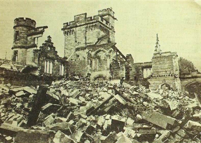 rubble in the foreground in a picture of Castleroy in August 1956, as the Broughty Ferry mansion was being pulled down.