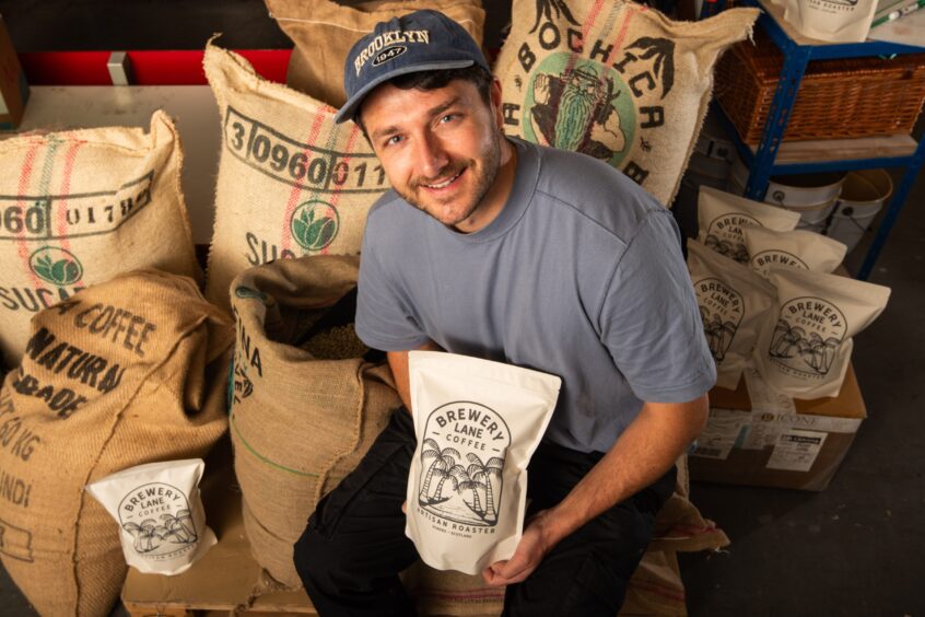 Chris Heather at his coffee roastery, Brewery Lane.