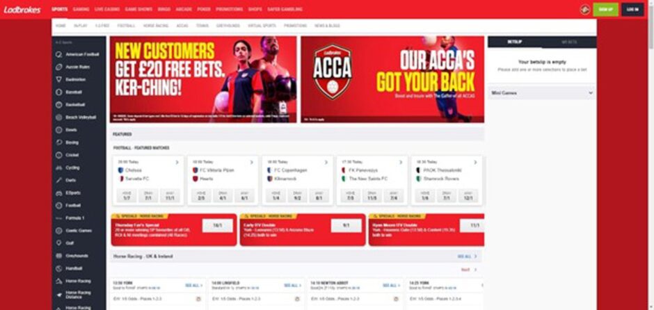 Screenshot of Ladbrokes