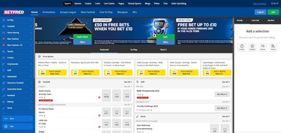 Screenshot of Betfred, among best betting sites