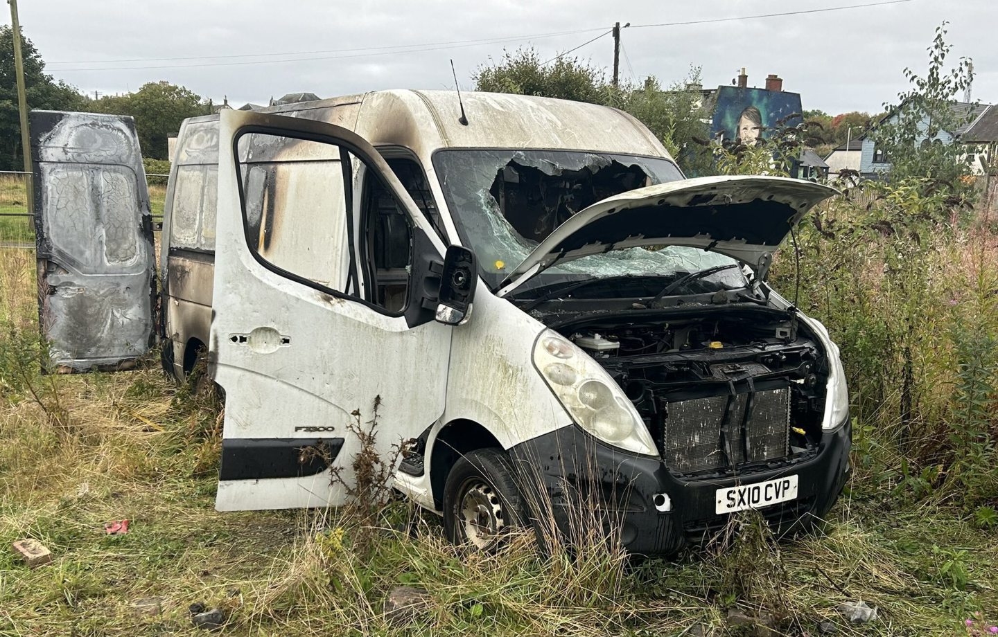 The burnt out van in Cowdenbeath.