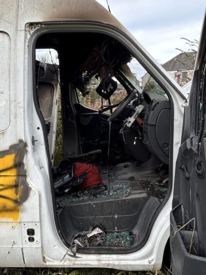 The gutted van.