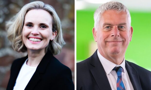 Serena Cowdy and Brian Boyd's administration departures have left the SNP with minority control of Angus Council. Image: Angus Council/DC Thomson