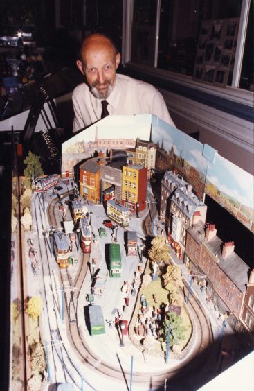 Ron Stevenson shows off a bygone Dundee display with trams in 1996. 