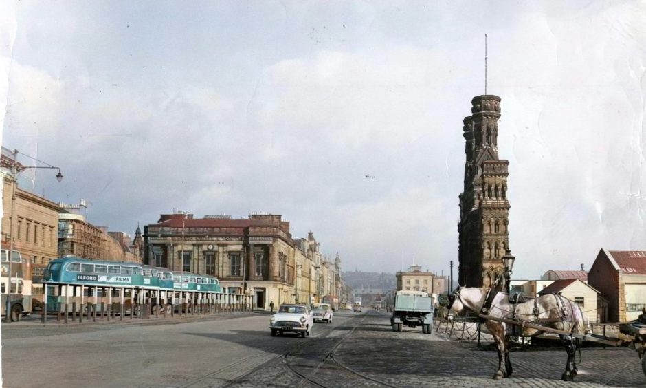 A picture of Shore Terrace in February 1961 that gives a side view of the Royal Arch.