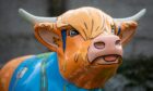 Close up of Hairy Highland Coo sculpture's head