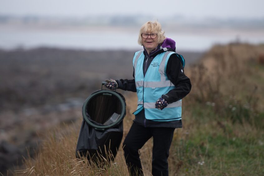 Wendy Murray of Angus Clean Environments on Arbroath beach.