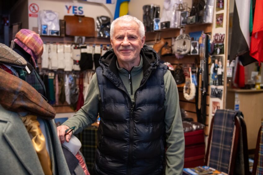 David Gill inside his Perth kilt shop