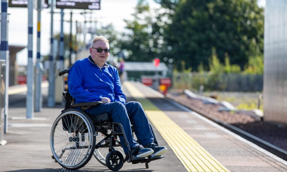 Lyall Allan on the platform of Leven railway station.