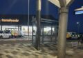 Police vans at Leven Bus Station.