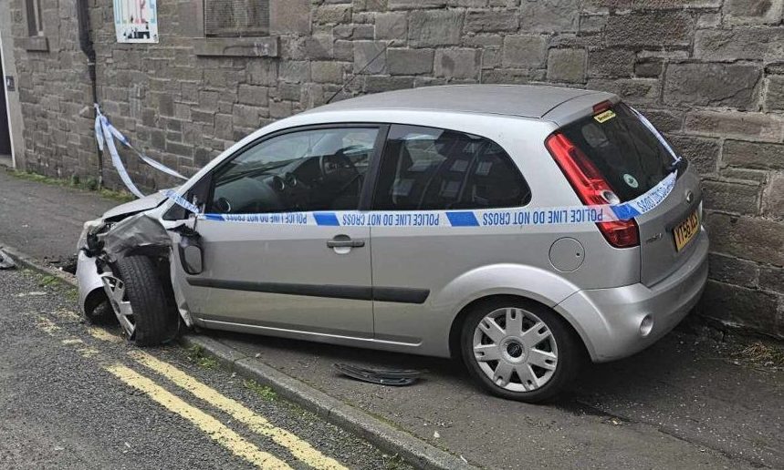 The damaged car on Mains Road, Dundee. Image: Supplied