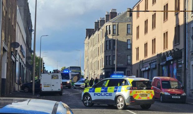 Police blocked Strathmartine Road in Dundee following the crash.