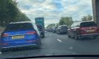 Traffic at a standstill on the M9 near Stirling. Image: Supplied