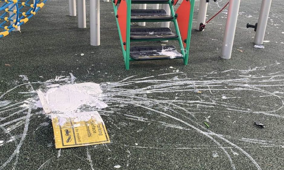 The paint has damaged flooring and equipment at the new Methil playpark