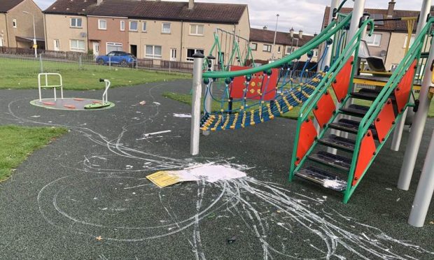 The new Methil playpark was splattered with paint