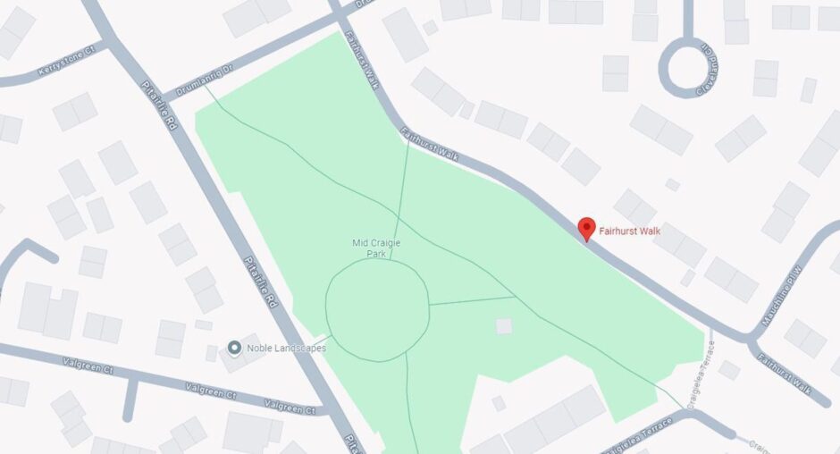 Map of area around Mid-Craigie Park, Dundee