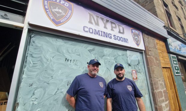 Forrest Alexander (left) and Dale Whyte outside NYPD on Perth Road.