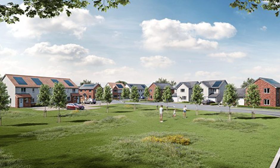 How the Blairgowrie estate could look. Modern houses around a green play area